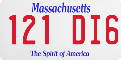 MA license plate 121DI6