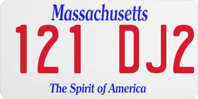 MA license plate 121DJ2