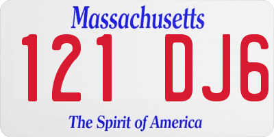 MA license plate 121DJ6