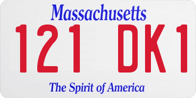 MA license plate 121DK1