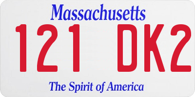 MA license plate 121DK2