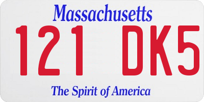 MA license plate 121DK5