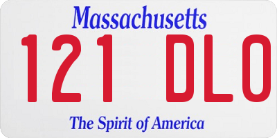 MA license plate 121DL0