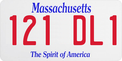 MA license plate 121DL1