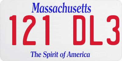 MA license plate 121DL3