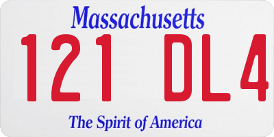 MA license plate 121DL4