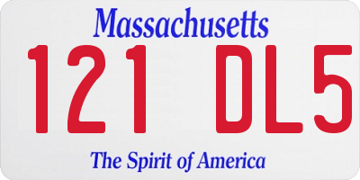 MA license plate 121DL5