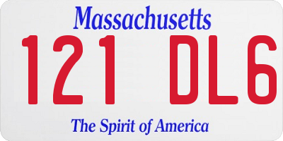MA license plate 121DL6