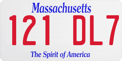 MA license plate 121DL7
