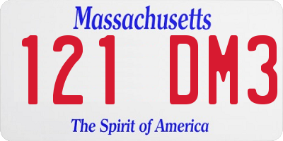 MA license plate 121DM3