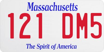 MA license plate 121DM5