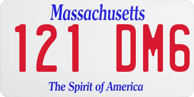 MA license plate 121DM6