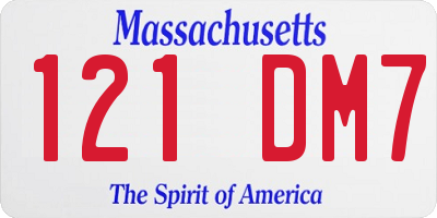 MA license plate 121DM7