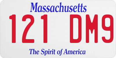 MA license plate 121DM9