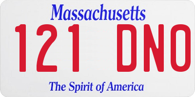 MA license plate 121DN0