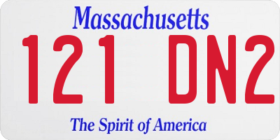 MA license plate 121DN2