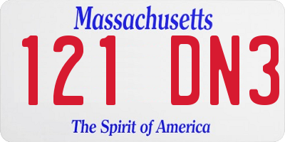 MA license plate 121DN3