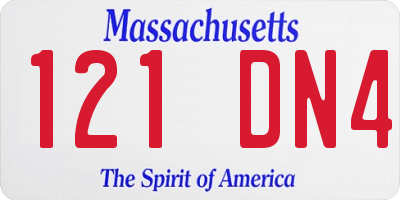 MA license plate 121DN4
