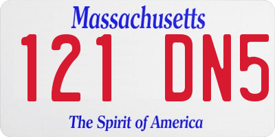 MA license plate 121DN5