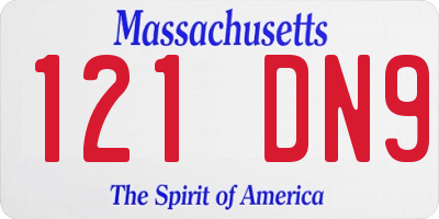 MA license plate 121DN9