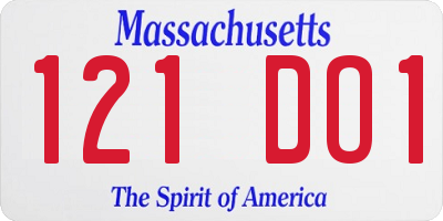 MA license plate 121DO1