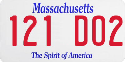 MA license plate 121DO2