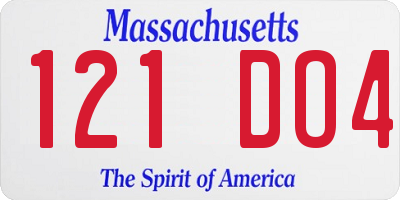 MA license plate 121DO4