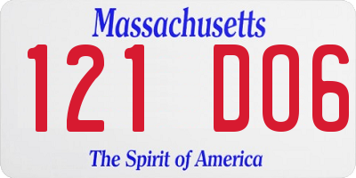 MA license plate 121DO6