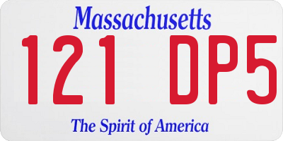 MA license plate 121DP5