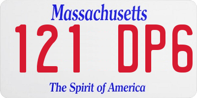MA license plate 121DP6