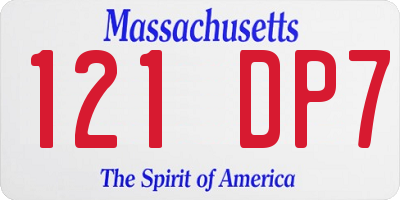 MA license plate 121DP7