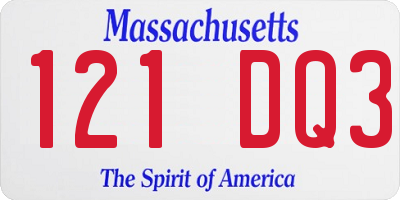 MA license plate 121DQ3
