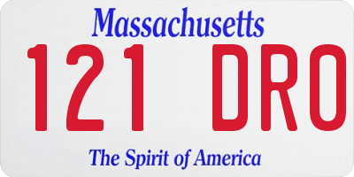 MA license plate 121DR0