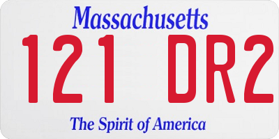 MA license plate 121DR2