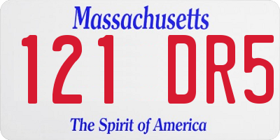 MA license plate 121DR5