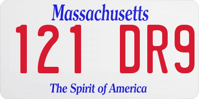 MA license plate 121DR9