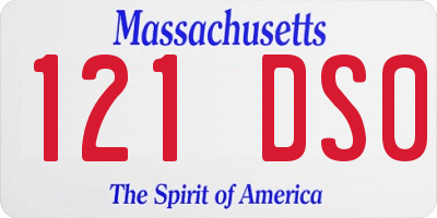 MA license plate 121DS0