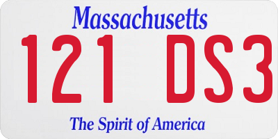 MA license plate 121DS3