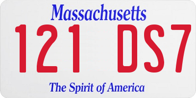 MA license plate 121DS7