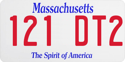 MA license plate 121DT2