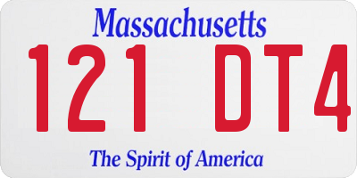 MA license plate 121DT4