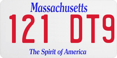 MA license plate 121DT9
