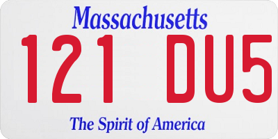 MA license plate 121DU5