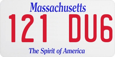 MA license plate 121DU6