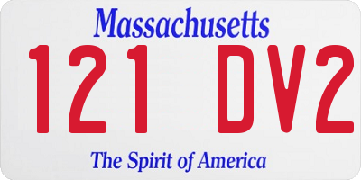MA license plate 121DV2