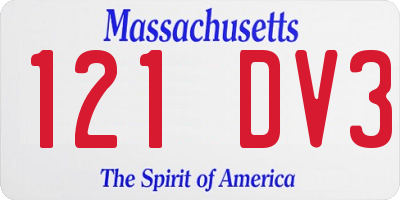 MA license plate 121DV3