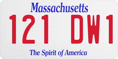 MA license plate 121DW1