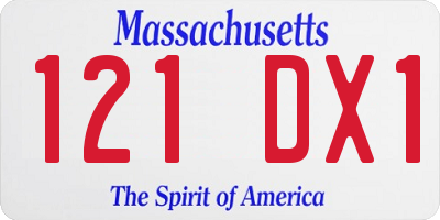 MA license plate 121DX1