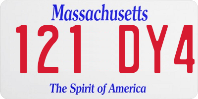 MA license plate 121DY4