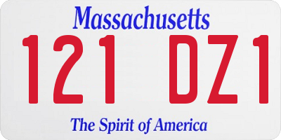 MA license plate 121DZ1